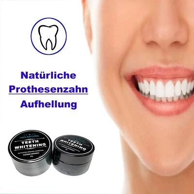 Zahn Prothesen Dritte Zähne Aufhellung Gebiss Reinigung Aktivkohle Pulver Dental - Bild 1 von 4