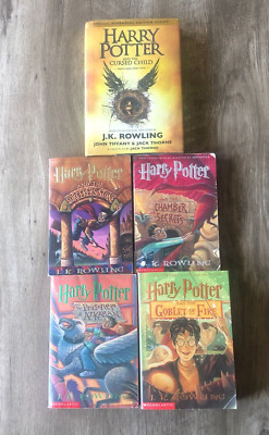 Harry Potter Set Paperback 1-4 with Bonus Cursed Child Hardback