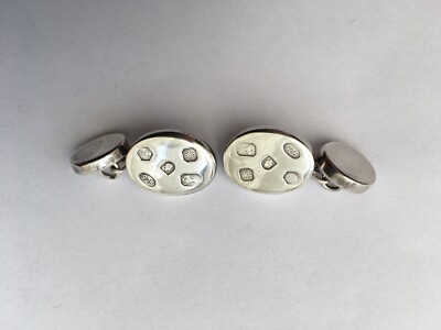 VINTAGE SILVER LARGE FRONT HALLMARKED OVAL GENTS CUFFLINKS