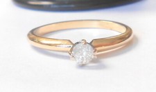 Vintage Lovely .14ct Diamond Solitaire 14K Yellow Gold Engagement Ring Size 6.5