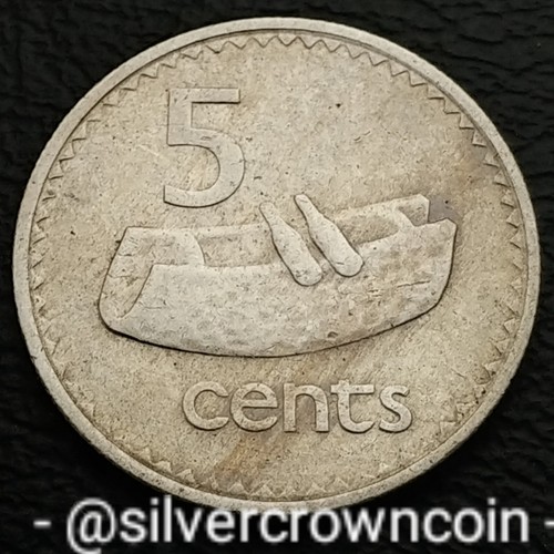 Fiji 5 Cents 1969. KM#29. Five Pence coin. Fijian Drum Lali. First year issue H - 第 2/7 張圖片