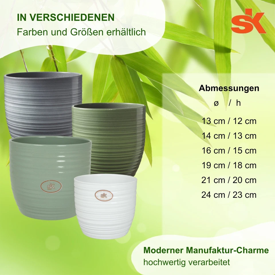 Übertopf Bergamo aus Keramik in vielen Größen - Made in Germany - Bild 2 von 3