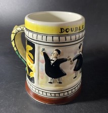 Marmaca Double Diamond Mug Italian 1960s San Marino Hand Painted Beer Mug Glass