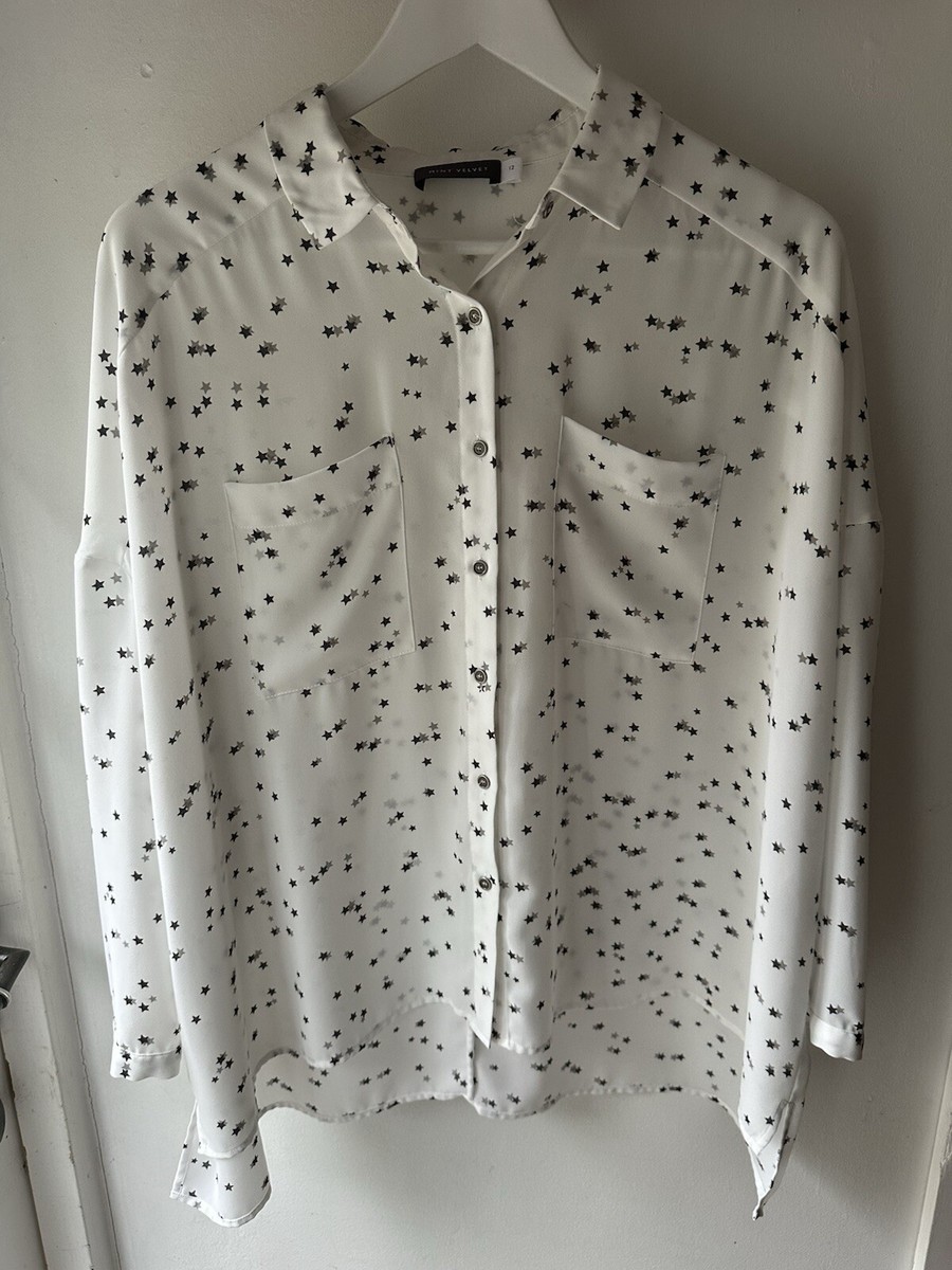 Mint Velvet Women's White Polyester Long Sleeve Blouse with Stars