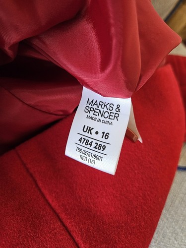 Marks & spencers red wool coat size 16 - Picture 7 of 8
