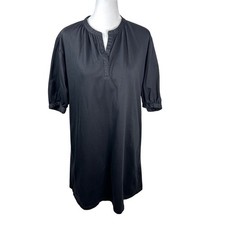UNIQLO Black Cotton V Neck Puff Sleeve Casual T Shirt Dress Size Small