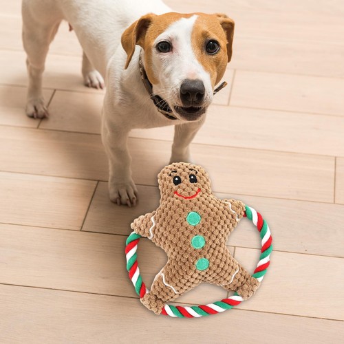 Christmas Dog Plush Squeaky Toy Interactive Toy Funny for Small Medium ...