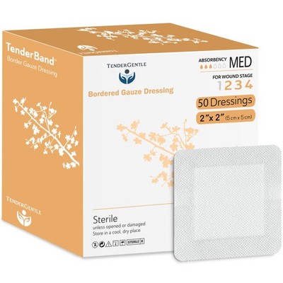 Island Dressing Bordered Gauze 2x2-50 Gauze Bandages for Wound Protection - G...