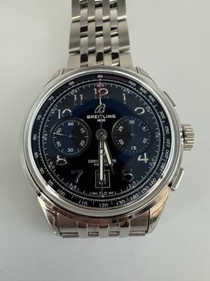 Breitling Premier B01 42mm Steel Chronograph Black Watch Set AB0145221B1P1