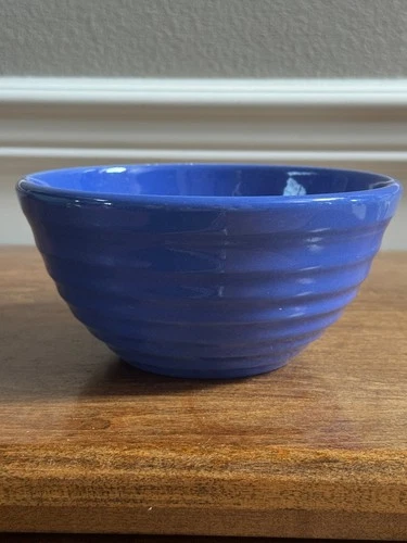 VINTAGE BAUER LIKE POTTERY #24 COBALT BLUE RINGWARE MIXING BOWL 7.25"