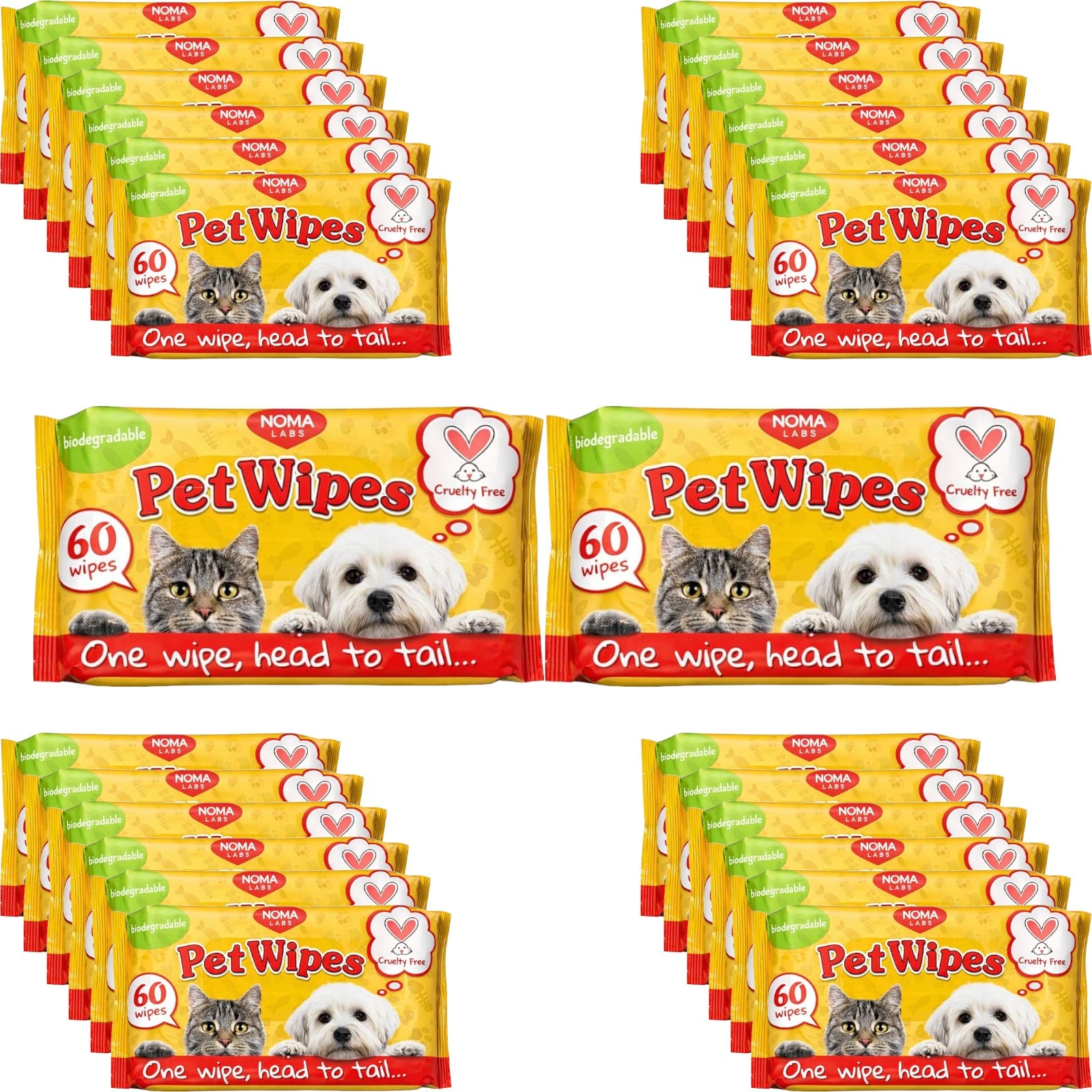 28x NOMA Labs - Pet Wipes - Biodegradable & Cruelty Free - 60 Wipes Per Pack