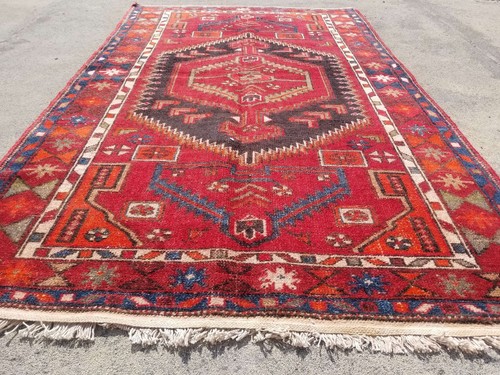 Vintage Hand Made Traditional Oriental Wool Red Floor Rug Carpet 6.6x4.1ft