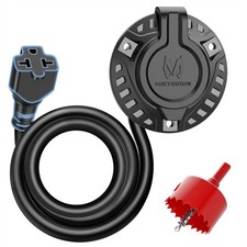 20A 125V AC Port Plug Round RV Shore Power Inlet Socket Receptacle with Hole Saw