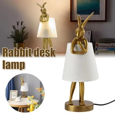 2025 LED Bunny Table Lamp Resin Rabbit Desk Linen Shade 16Inch Decorative Lamp