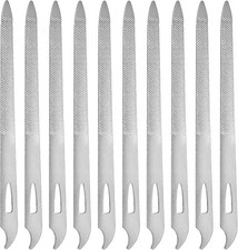 10-Pack Metal Nail Files for Natural Nails - Stainless Steel, Thin, Durable with