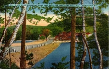 Road Separating Long Lake & Park Lake-Long Lake, New York-Vintage Linen Postcard