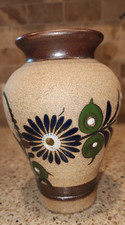 Beautiful Vintage Multicolor Tonala Floral Pottery Vases Mexico 6"