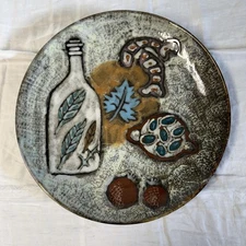 Linon Studio Pottery Wall Art Large Platter Decor 16" Diameter Beige Brown 