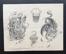 Vintage Walt Dailey Jr. Tattoo Flash Sheet G15 1986