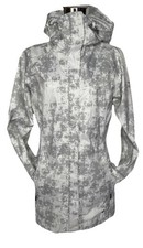 Columbia Sz S Omni-Tech Waterproof Hooded Rain Coat Long Jacket White Gray Girls