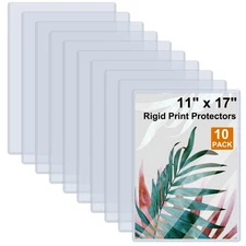 Rainmae 10 Pack 11" x 17" Rigid Print Protectors, Clear Waterproof Hard Plast...