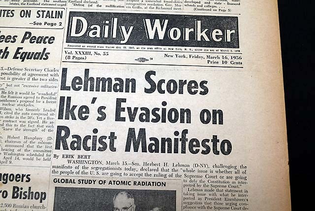SOUTHERN MANIFESTO Jim Crow Southern Democrats Party Challenged 1956 Newspaper