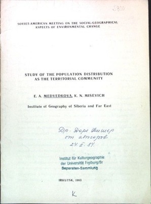 Study of the population distribution as the territorial community; Medvedkova, E