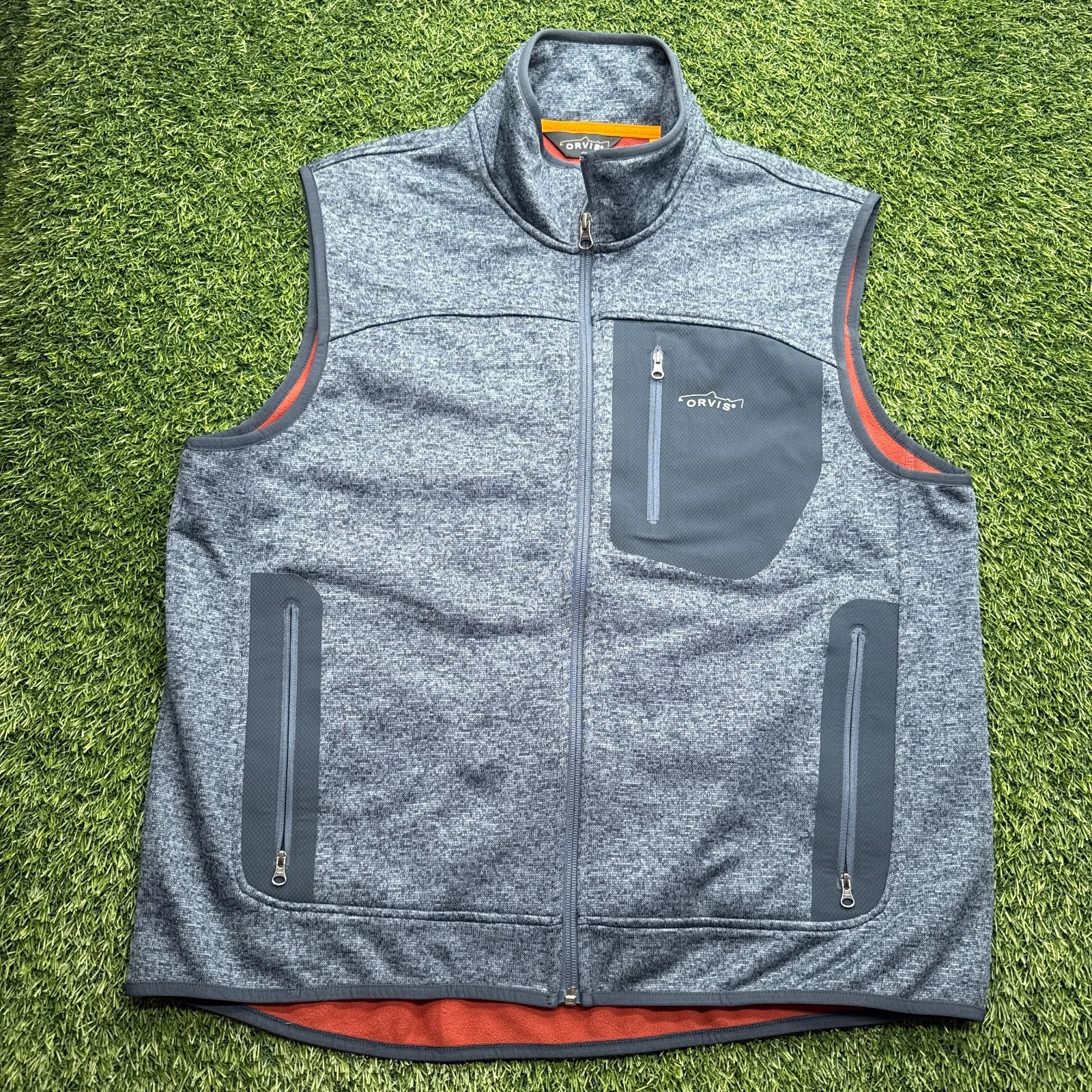 Orvis Vest Tech Fly Fishing Full Zip Mens Large Stretch Fleece Knit