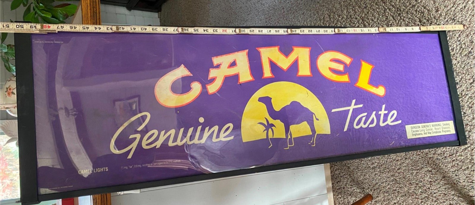 Vtg Joe Camel Double side Light up sign advertising man cave tobacciana 50x15