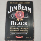 Vintage Jim Beam Black Metal Sign, 12" x 8"  Kentucky Sour Mash Whiskey Tin Sign