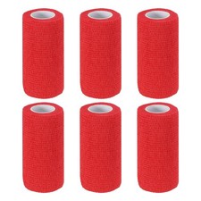4" x 177" 6 Pcs Self Adhesive Bandage Wrap Elastic Self Tape Red
