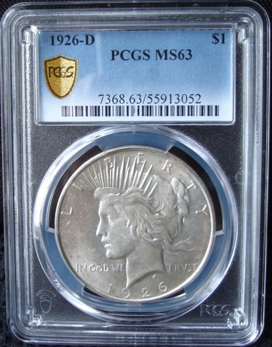 1926-D Peace Silver Dollar - PCGS MS 63 - Gold Shield