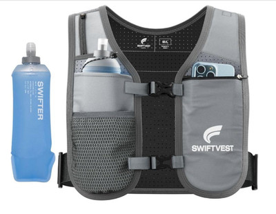 Neu SwiftVest leichte Laufweste & 500ml Trinkflasche passt Medium/Large