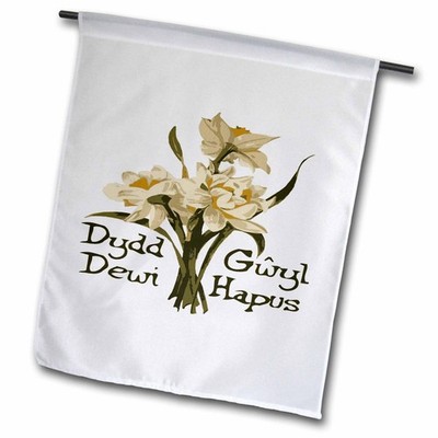 3dRose Garden Flag Dydd Gwyl Dewi Hapus orHappy St Davids Day 12 by18inches