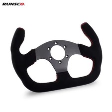 Wheel Steering Suede Grip GT Racing Flat Style Aluminum with Horn Button 325mm