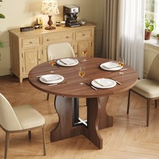 Mondeer Extendable Round Dining Table 110-150cm for 4-8 for Kitchen Living Room
