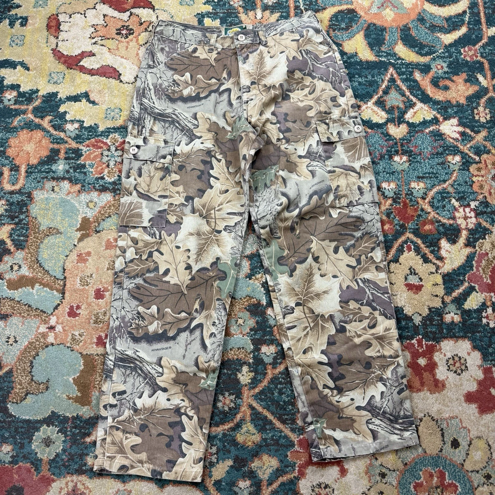 Vtg Cabelas Camo Cargo Pants Mens Sz M Reg Hunting Advantage Timber Camouflage