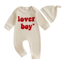 KtwHarnu Newborn Baby Boy Valentines Outfit Letter 3-6 Months, A-apricot
