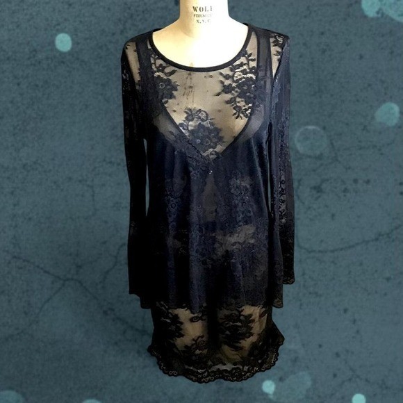 Intimissimi Set Of Lace Slip On Dress and Flare Long Sleeve Top Size M