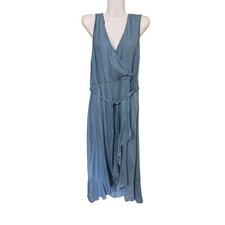 NEW H&M Conscious Womens Dress Size 10 Tencel Lyocell Blue Boho Vacation Resort