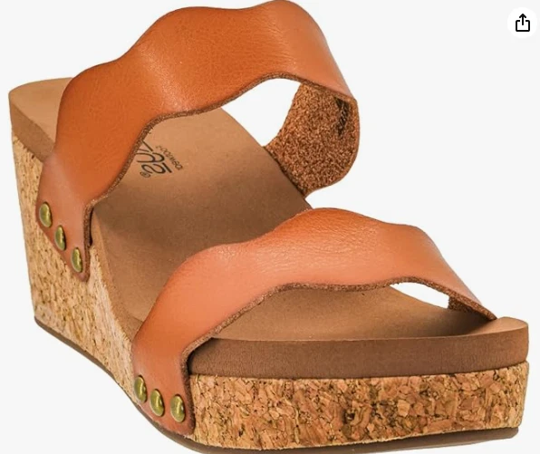 Corkys Footwear Womens Obviously Wedge - Featuring a 2.5-Inch Heel,2 Wavy Straps