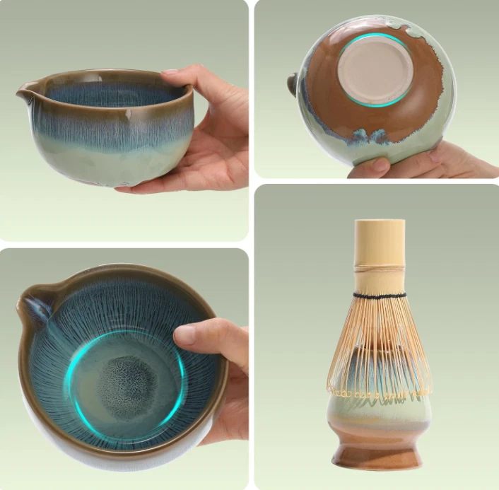 Matcha Whisk Set for Tea Lovers 8Pcs - Ceramic Matcha Tea Set with Bamboo Whisk - Image 3 of 4