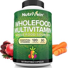Nutrivein Whole Food Multivitamin for Men  Women   120 Vegan Multivitamin Cap