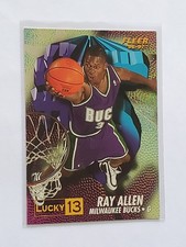1996-97 Fleer NBA Ray Allen RC #5 of Lucky 13 Milwaukee Bucks 