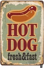 Hot Dog Vintage of Fresh and Fast Tin Metal Signs Home Décor 8x12
