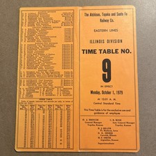 Atchison Topeka Santa Fe Railway Employee Timetable #9  Eastern Lines 1979