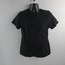Barco One Women's Scrub Top Black Small 1/4 Zip Stretch Pockets 4207