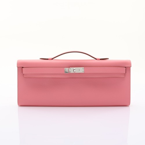 HERMES Kelly Cut Cltuch Bag Epsom Leather Rose Ete T Stamp
