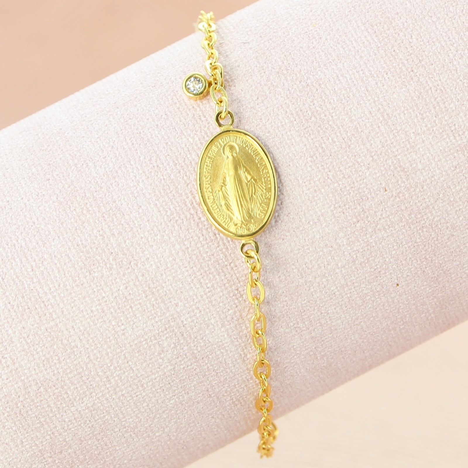 Bracelet Médaille Miraculeuse Rue du Bac Plaqué Or - Cadeau Femme