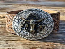 Vintage Bull Head Belt Unisex Handmade Unique Antique BullHead Belt Real Leather